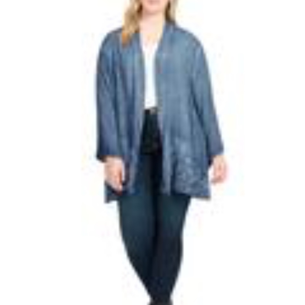 Denim wash embroidered Kimono